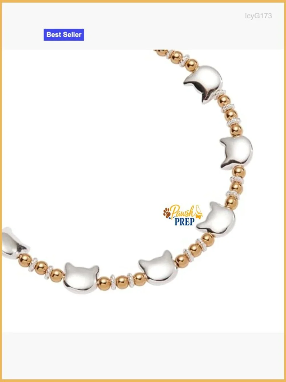 Expandable Beaded Cat Bangle Bracelet Nickel-Free Brass Jewelry